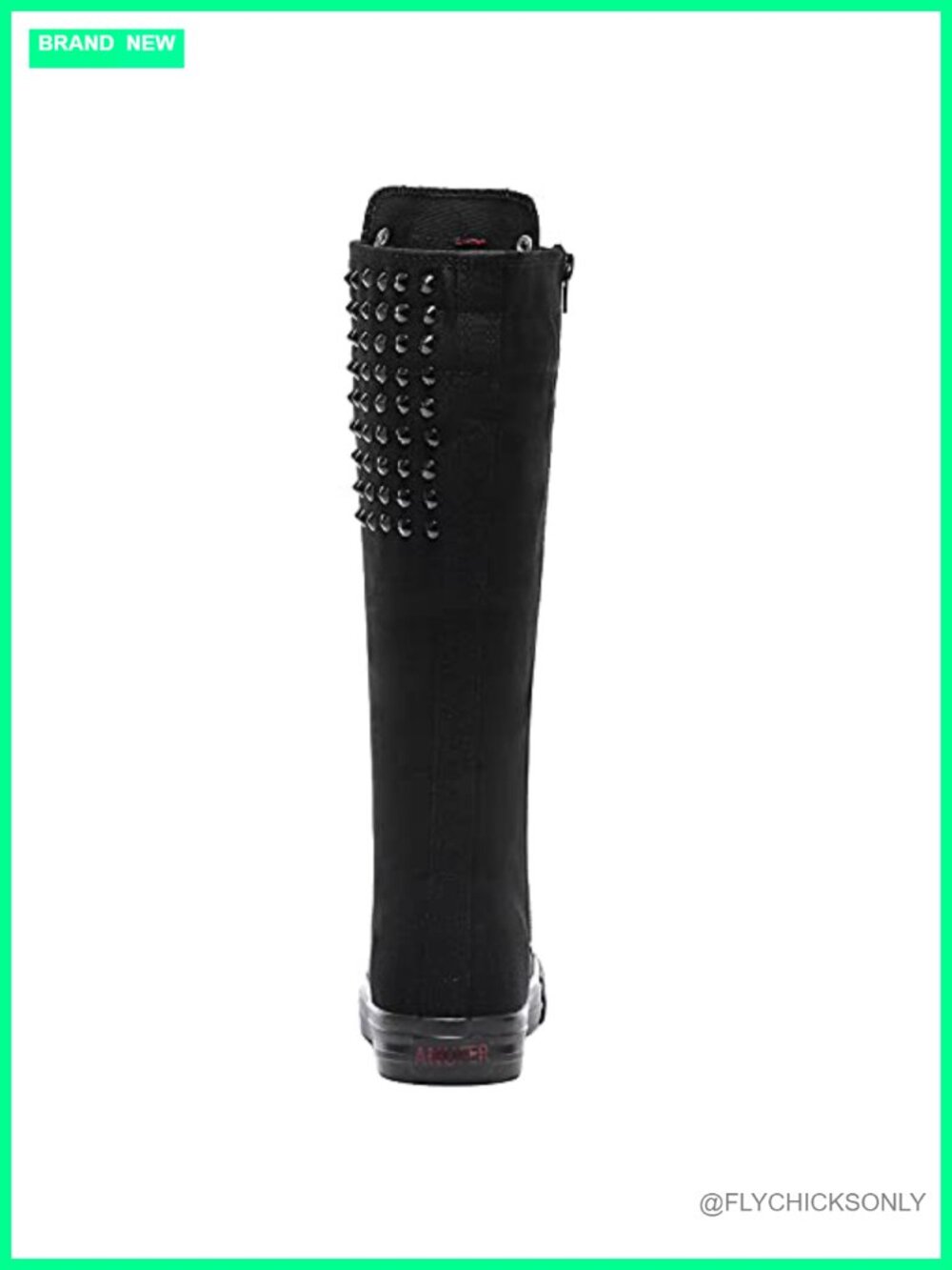Canvas Rivet Knee-High Lace-Up Punk Boots - Picture 4 of 6